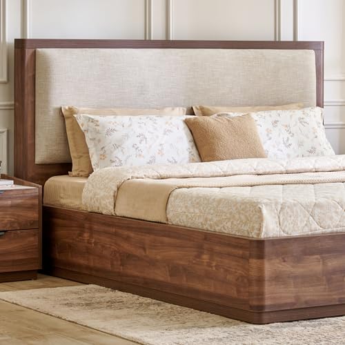 Image of Home Centre | Hadley Queen Size Bed | Engineered Wood | Brown | 1 Year Warranty