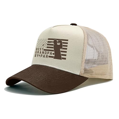 Image of Over Par and Under The Influence Golf Hat - Funny Golf Gag Gifts for Men & Dad | Adjustable Vintage Trucker Baseball Cap