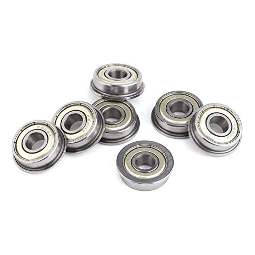 DINGGUANGHE-CUP Flanged Bearings 5pcs F608ZZ Metric Flange Bearings 8x22x7mm Deep Groove Ball Bearings Miniature F608-ZZ 52100 Chrome Steel Industrial Products