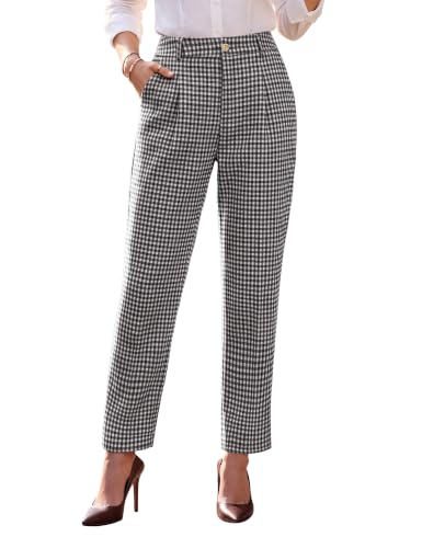 Blooming Jelly Women's Gingham Pants High Waisted Straight Leg Trousers