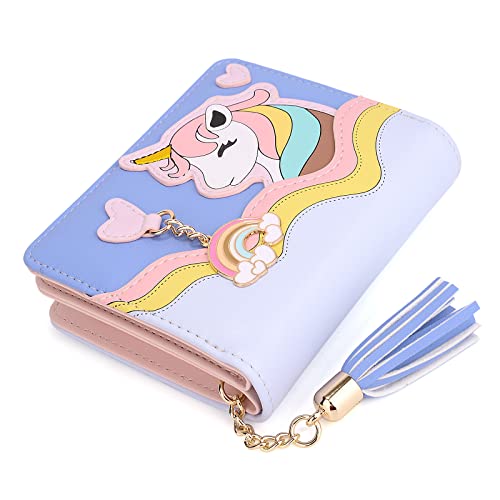 Uto Wallet For Girls Cute Unicorn Leather Vegan Small Women Tassel Rainbow Pendant Card Holder Kawaii Coin Purse #TOP6