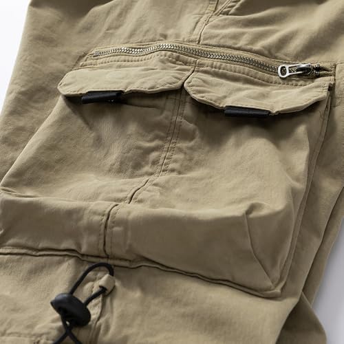 Men's Cargo Pants Casual Drawstring Elastic Waisted Outdoor Trousers with Multi Pocket 7