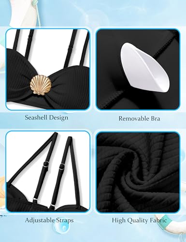 Image of Girls Swimsuit V Neck Bikini Set Color Block with Cover Up 3Pcs Bathing Suits
