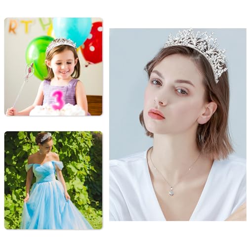 Kapokr Krone Diadem Silber Kristalldiamant Diadem Hochzeit Tiara Krone Damen Krönchen für Geburtstag, Hochzeit, Festzug, Abschlussball Party