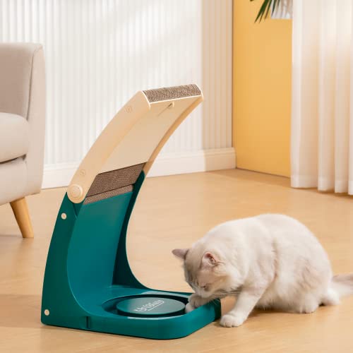 Uniblissy Cat Scratcher, Premium Cat Scratch Pad Wtih Solid Frosted Frame And Turntable Toy, Vertical Curved Cat Scratching Post For Indoor Cats, Replaceable Cat Scratching Cardboard #TOP4