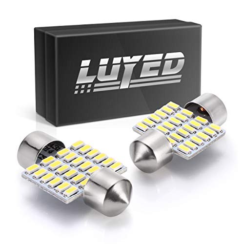 LUYED 2 X 300 Lumens Super Bright 3014 24-EX Chipsets 31mm 1.25 inches DE3175 DE3021 DE3022 3175 LED Bulbs Used For Dome light,Xenon White