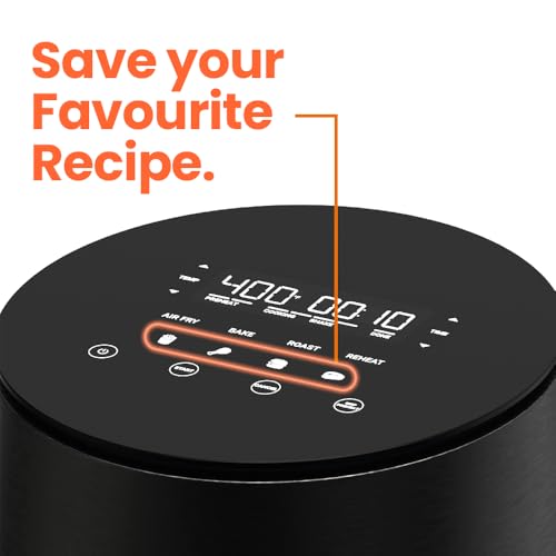 Nutricook Mini fritadeira a ar de 3,5 qt, painel de controle de vidro temperado, 8 funções predefini