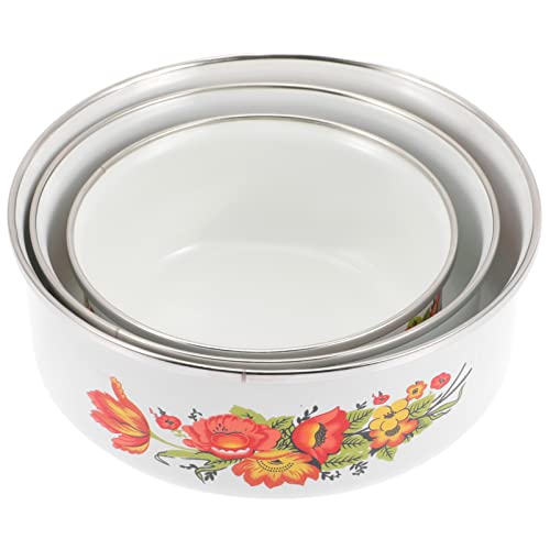 DOITOOL 3 pçs tigela de esmalte tigelas de mistura tigelas de armazenamento empilháveis tigelas de p