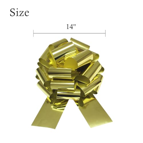 Image of 1Pcs 14 Inch Giant Large Pull Bow Big Bow,Great Gift Bows for appliances,Bikes,Table Decorations and Party Events (Gold)