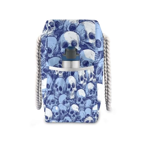 Funny Skull Bag For Women Waterproof Sandproof with side pockets Large Women Tote Bag for Pool Gym Grocery Travel3