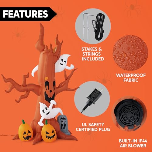 8FT Halloween Inflatable Scary Tree with Ghost Decor, - image 5