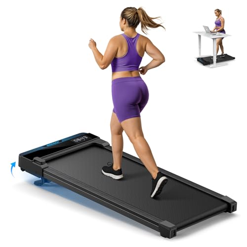 MERACH Walking Pad Treadmill,Under Desk Treadmills for Home & Office,Walking Pad Portable Walk Pad with Max 3.8MPH 40 dB,2 in 1 Quiet Portable Mini Treadmill with Remote Control, APP,LED (5% Black)