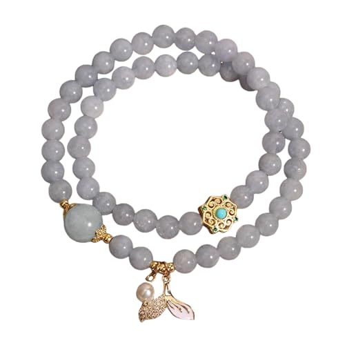 Bracelet en jade contre les allergies aigue-marine naturelle ajustable double rang
