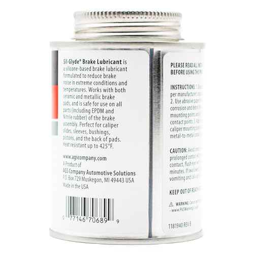 Image of AGS Automotive Solutions Silicone-Based Brake Lubricant - Eliminate Squeals and Enhance Performance with Brush Top Can Application, Long-Lasting, 8oz - Excellent for Complete Brake Assembly Tasks