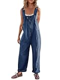 Cicy Bell Womens Casual Denim Bib Overalls Wide Leg Sleeveless Zipper Loose Jean Pants Jumpsuits with Pockets