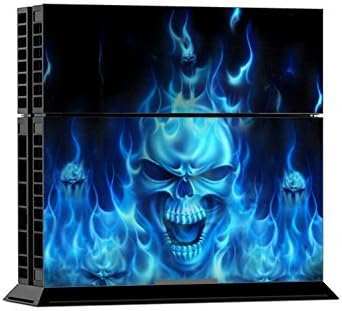 PS4 Skins Playstation 4 Games Decals PS4 Games PS4 Controller Stickers PS4 Remote Controller Skin PS4 Accessories PS4 Console Sticker and Two PS4 Remote Play Vinyl Decal Skull of Blue Fire