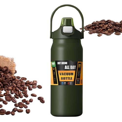 Botella de acero inoxidable al vacío 1500 ml con pajita para café caliente y agua refrescante 7