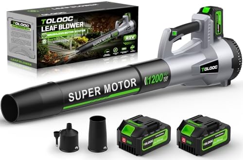 Leaf Blower Cordless,1200W Brushless Electric Blower with 2 X 5.0Ah Battery, 6 Speed Levels,Lightweight Battery Leaf Blower for Lawn Care, Garden, Yard, Best Gifts for Men, Father, Dad, 2025