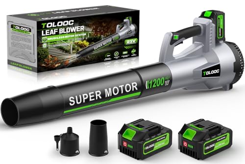 TOLOOC Leaf Blower Cordless,650CFM Brushless Electric Blower with 2 X