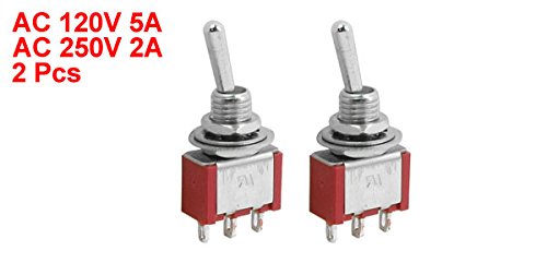 @る　3点 Amazon | uxcell トグルスイッチ 電子工作 2個 レッド 3ピン ON / 2