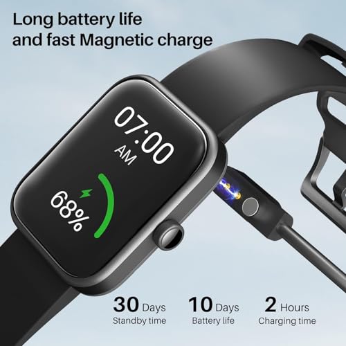 Image of TOZO Smart Watch Alexa Built-in Fitness Tracker with Sleep Monitor, 5ATM Waterproof HD Touchscreen for Men Women Compatible with iPhone&Android Black