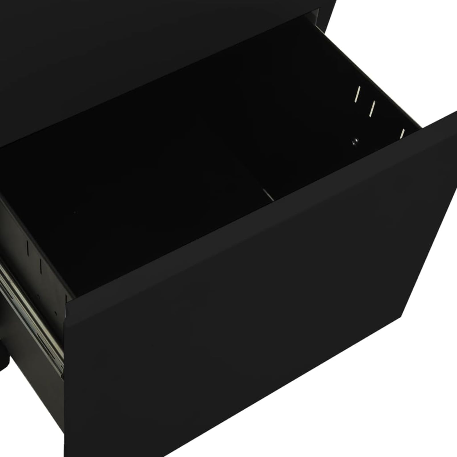 Armadietto per documenti con ruote, 39 x 45 x 67 cm, nero, acciaio, 2 cassetti chiudibili con 3 cuscinetti a sfera, compatibile con A4/Legal/Letter, per ufficio e home office