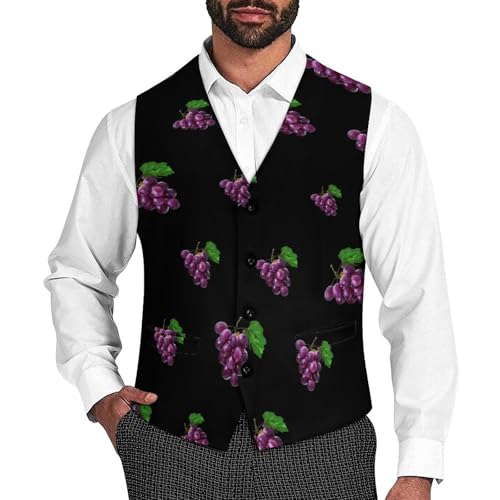 Purple Grape Fruit Men's Suit Vest Casual Formal Dress Vests Business Waistcoat