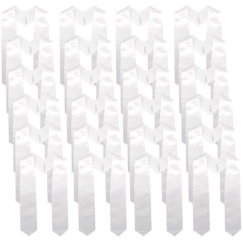 GraduationMall 24 Pieces 72 Inch Plain Graduation Stole Bulk Sublimation Blank Honor Graduation Sash Unisex Adult White