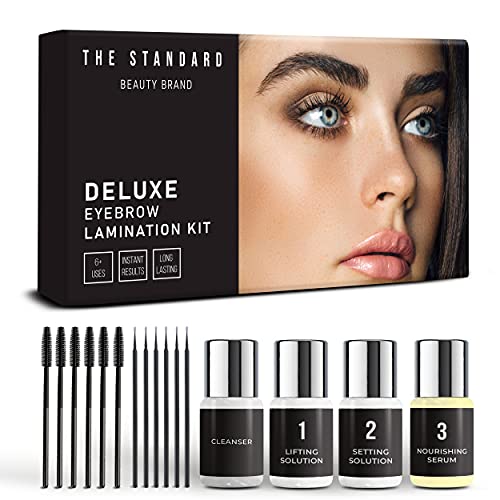 The Standard Beauty Co. Deluxe Brow Lamination Kit | Easy At-Home DIY Perm Kit for Feathered Brows | Lasts up to 8 Weeks | Instantly Fuller Eyebrows | Eyebrow Lamination
