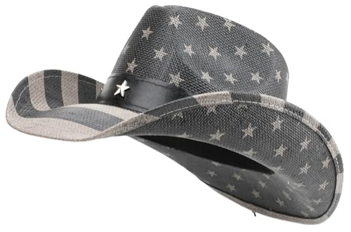 Image of Unisex American Flag Cowboy Hat USA Falg Patriotic 4th of July Parade Western Cowgirl Hat