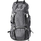 [ラドウェザー] 登山 リュック 大容量 60L テフロン加工ではっ水・防汚 リュックサック メンズ レディース 2気室構造 レインカバー付き (グレー)