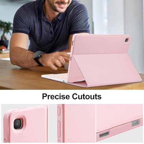 Image of Keyboard Case for Samsung Galaxy Tab A7 10.4inch 2022 /2020, Magentic Protective Cover with Pencil Holder, Detachable Wireless Bluetooth Keyboard, Pink