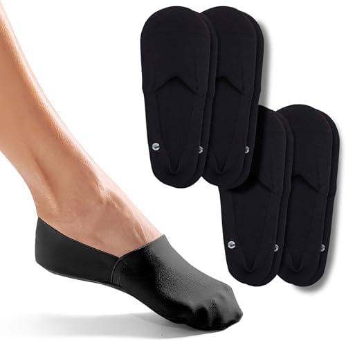 ONDO Organic No Show Cotton Socks – Invisible, Non-Slip, Soft Comfortable Toe – Men & Women – 4-Pack in Charcoal Black (L)
