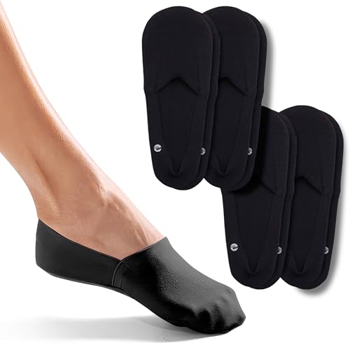 ONDO Organic No Show Cotton Socks – Invisible, Non-Slip, Soft Comfortable Toe – Men & Women – 4-Pack in Charcoal Black (L)