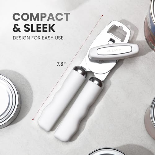 Image of Zulay Kitchen Manual Can Opener Heavy Duty Patented Stainless Steel, White
