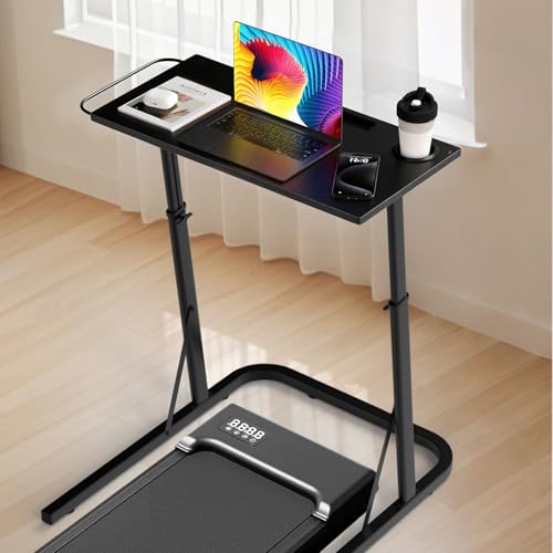 Image of Adjustable Treadmill Walking Pad Desk, for Bike /Cycling Trainer, Workstation Standing Desk, Trainer Stand Table for Indoor, Treadmill Attachment-Exercise While Working or Watching TV, Black