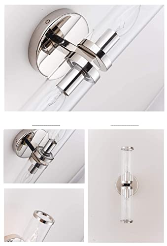 Papaya Modern Wall Sconces,Bathroom Lights Over Mirror(Up And Down 2-Light),Vanity Wall Lamp With Clear Glass，Chrome Light Fixtures For Bedroom,Living Room,Farmhouse #TOP5