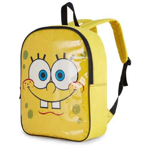 Nickelodeon Mochila infantil 15 para meninos | Alças acolchoadas e compartimento grande com zíper, Bob Esponja Amarelo, 15 Inch