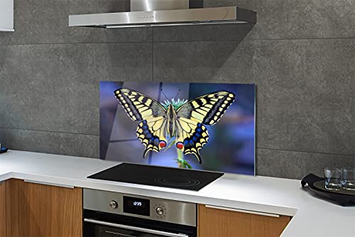 Crédence adhésive 120x60cm en verre trempé papillon pour protection murale de cuisine
