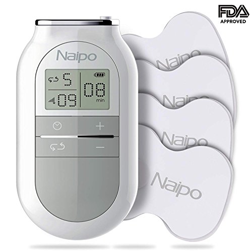 Naipo Electronic Pulse Massager Tens Unit Muscle Stimulator Tens Machine Device with 4 Electrotherapy Pads, 5 Massage Modes, 16 Intensity Levels