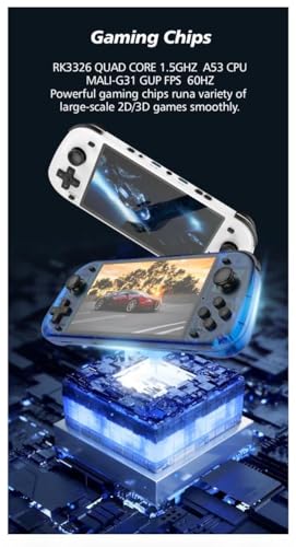 Image of Playtastic R50S Retro Game Console 5 inch Retro Emulator System 64 GB with 15000+Preinstall video game (BLUE)