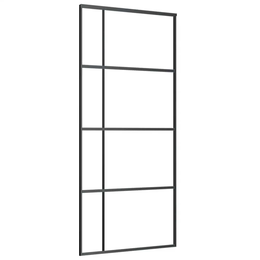 Vidaxl Sliding Door Frosted Esg Glass And Aluminium 90X205 Cm Black