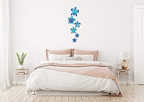 Wirester Clear Decal Vinyl Wall Sticker Decoration For Home Office Living Room Wall Bathroom Toilet, Sea Turtles Family Ocean, Set 6 Blue #TOP3