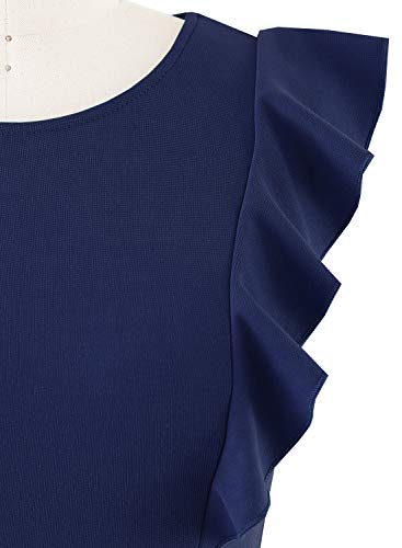 Image of YATHON Women's Vintage Ruffle Sleeve Floral A Line Cocktail Party Dresses