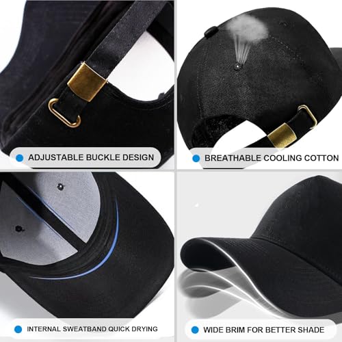 Baseball Cap Hats for Men Cotton Snapback Hats for Men Black Baseball Hat for Mens Women Adjustable Fitted Trucker Dad for Fishing Climbing Outdoor Flat Bill Hat for Mens Gifts Golf Accessories - Thumbnail 3