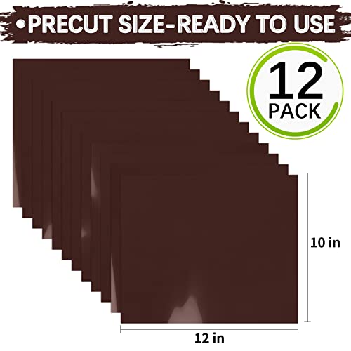 Brown Htv Heat Transfer Vinyl Bundle - 12 Sheets (12" X 10") Brown Htv Vinyl, Pu Iron On Vinyl For Heat Press Machine #TOP2