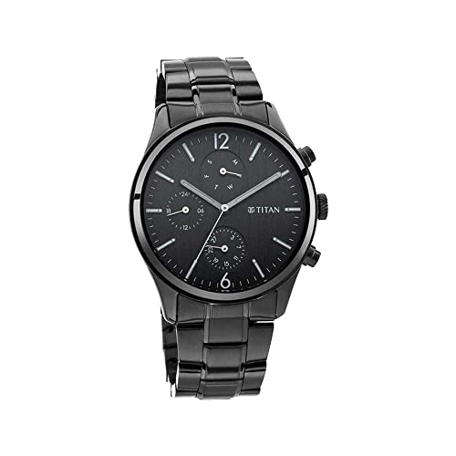 Image of Titan Mens Gents NEO V Phase I Black Dial Stainless Steel Analogue Watch -NS1805NM02