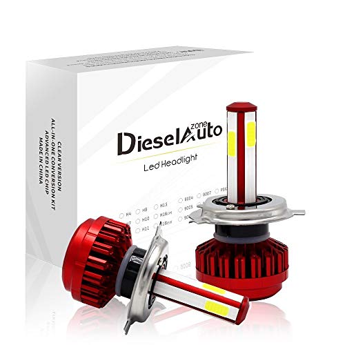 Diesel AutoZone H4/HB2/9003 LED Faro Bombillas Kit 8000LM 80W 6000K blanco fresco para COB Chips 12V luces led coche- 2 años de garantía, Paquete de 2