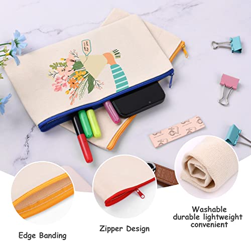 Vicloon Canvas Zipper Bag, 5Pc Canvas Pencil Pouch Bags and 3Pcs Doodle Template - Image 3