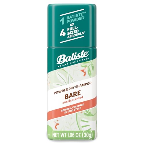 Batiste Powder Dry Shampoo Oil-Absorbing Non-Aerosol Blends Seamlessly Simply Bare Scented Instant Hair Refresh TSA Compliant (1.06 oz)